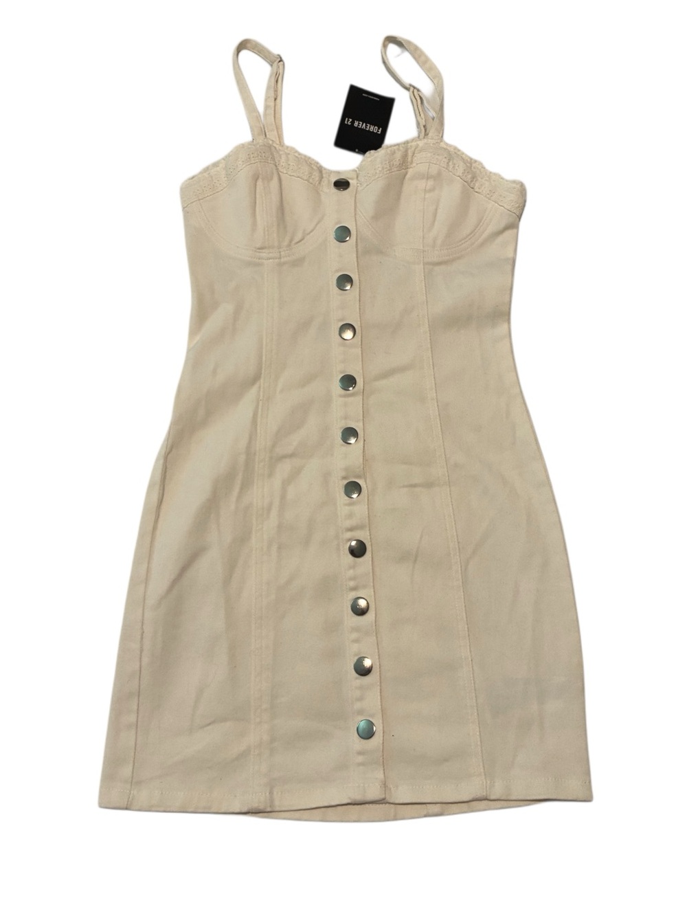 Forever 21 Cream Button-Front Mini Dress Size S NWT